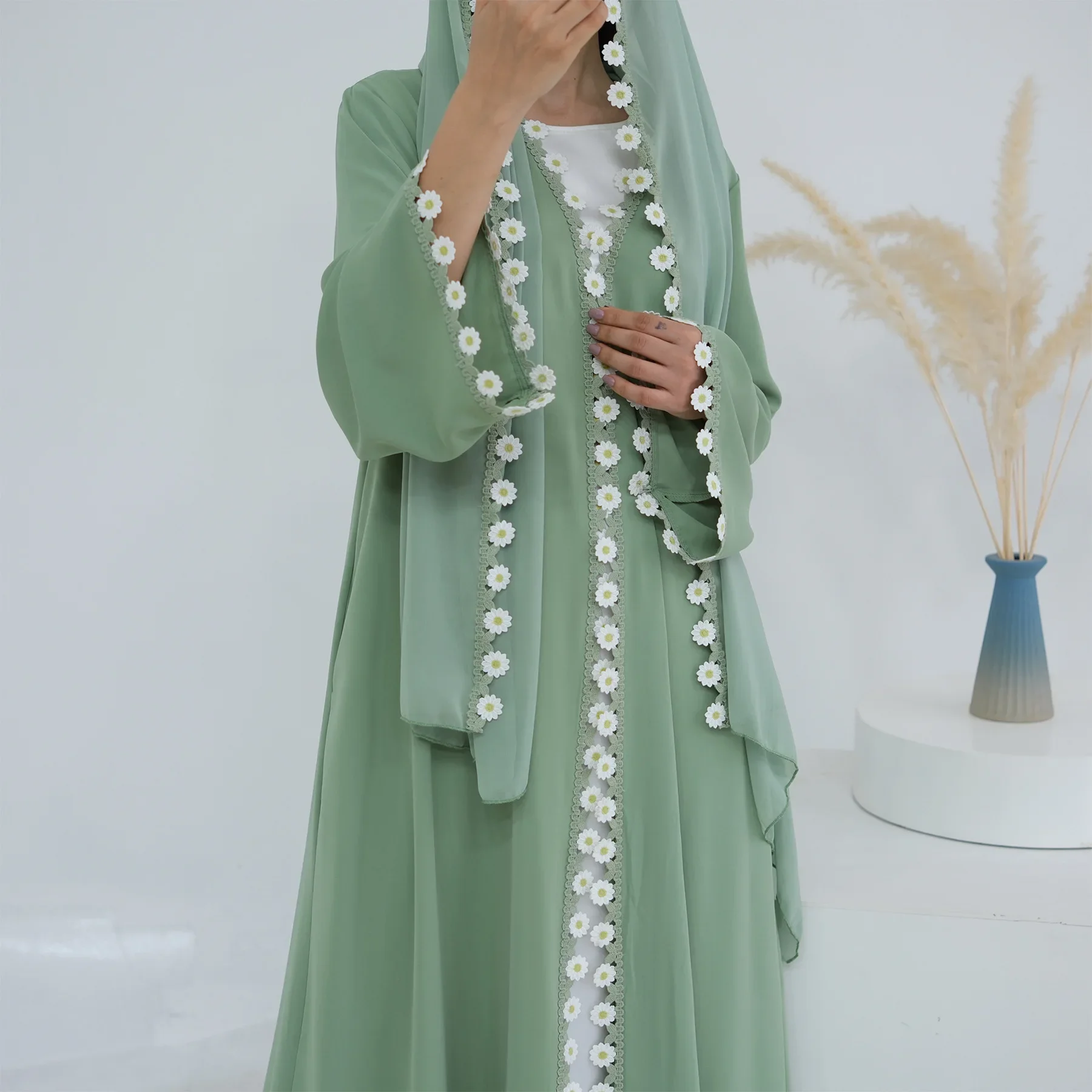 Embroidery Kebaya - 플라워 두바이 아바야스 터키 카프탄 여성