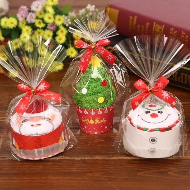 Embroidery Xmas Decorations - 크리스마스 타월 30*30cm 귀여운 케이크 모양의