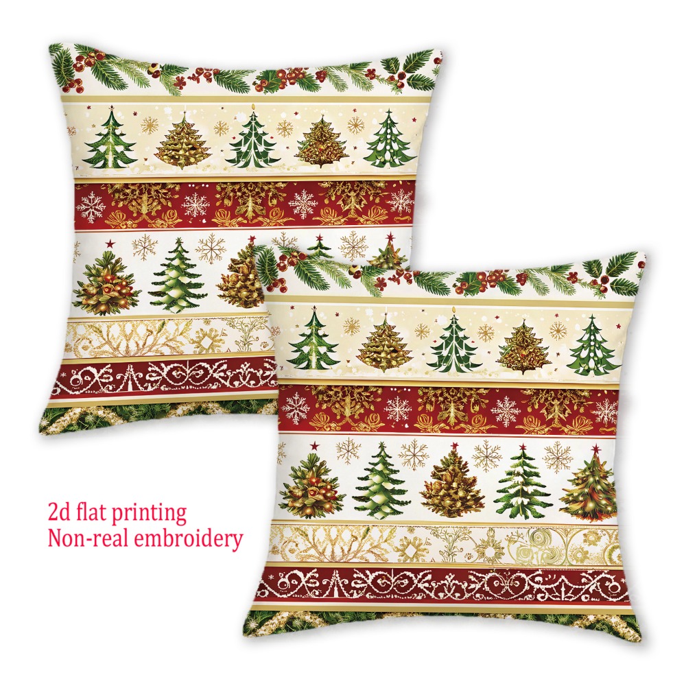 Embroidery Xmas Decorations - 2개, 2D 평면 메리 크리스마스 프린트