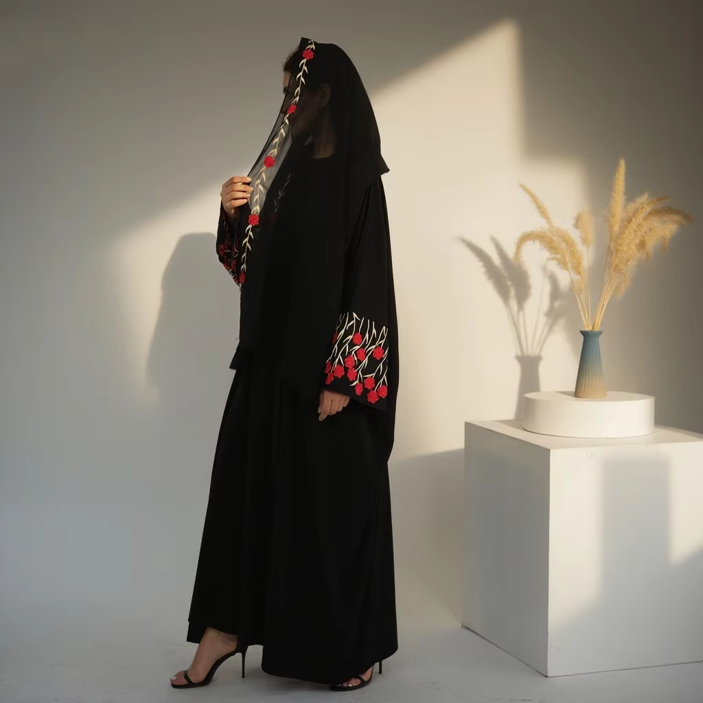 Embroidery Kebaya - 오픈 아바야 두바이 자수 무슬림 히잡