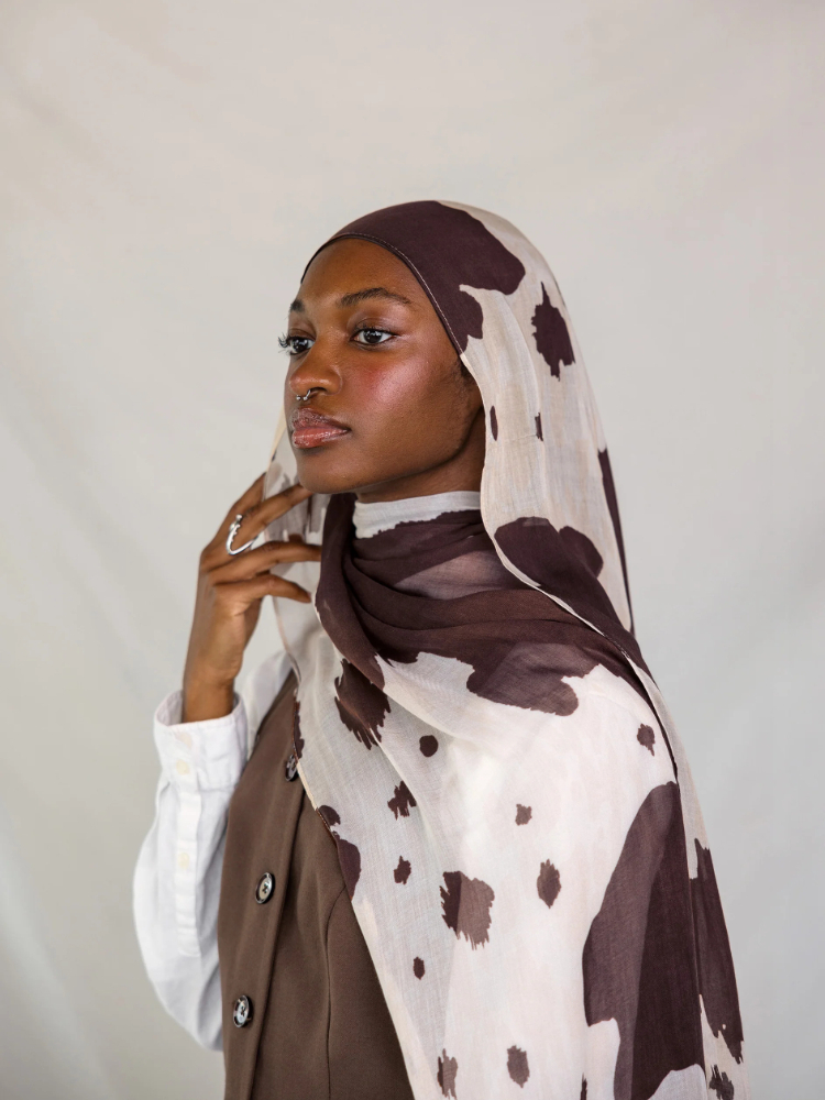 Embroidery Hijab - 새로운 양면 프린트 모달 히잡 스카프