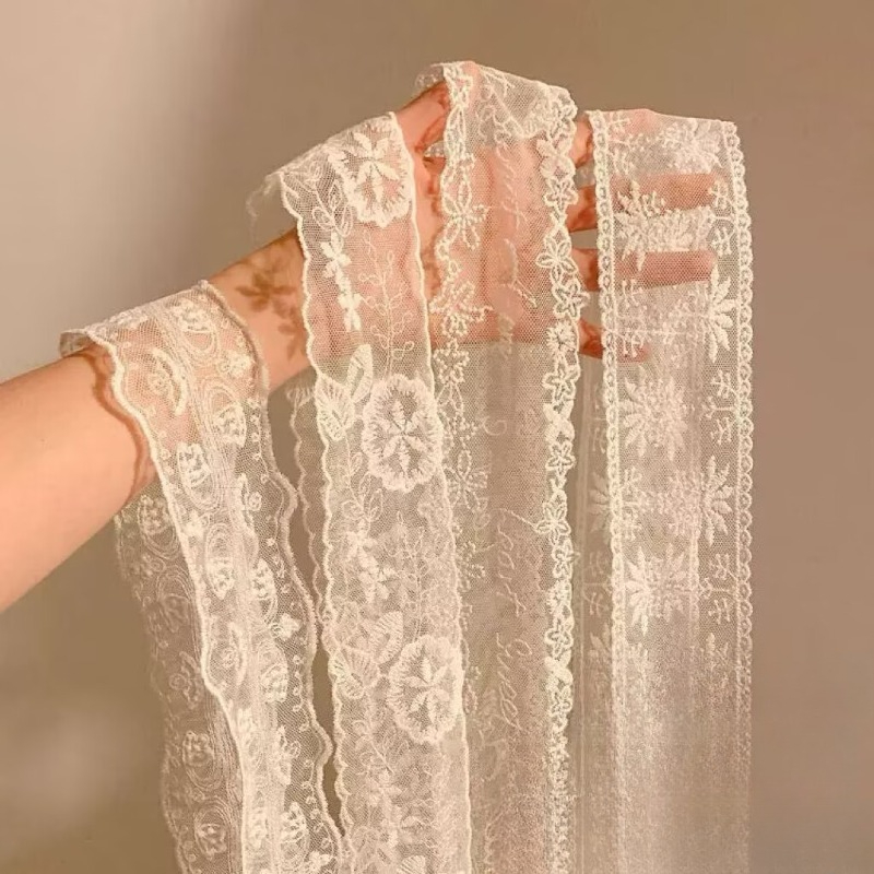 Embroidery Premium - 새로운 블랙 화이트 롱 레이스 꽃