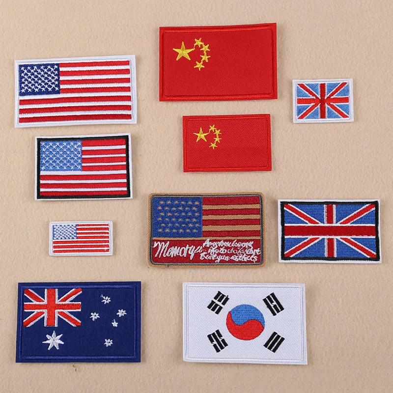 Embroidery Australia - 미국 호주 중국 영국 국기 자수