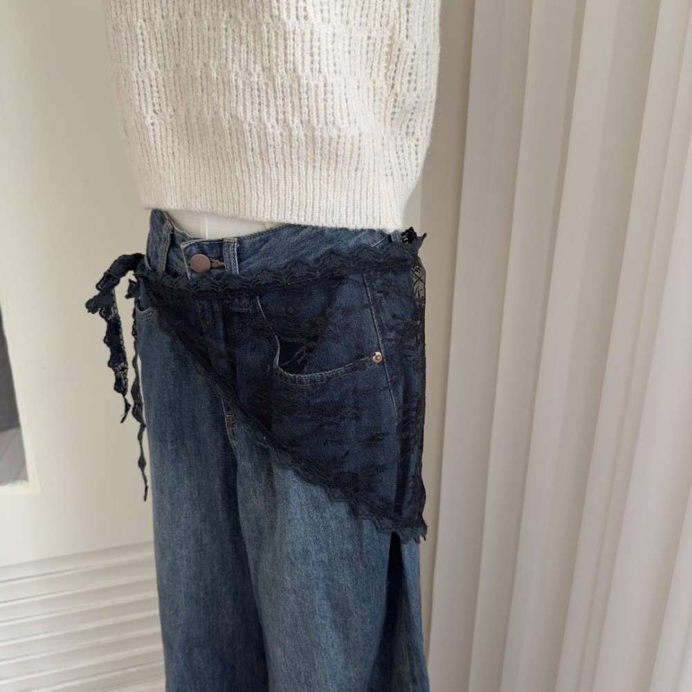 Embroidery Apron - 패션 Y2K 삼각형 앞치마 자수 꽃