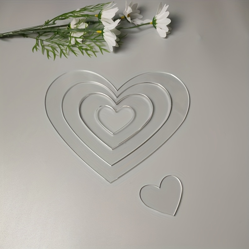Embroidery And Quilting - 4개 아크릴 중첩형 하트 퀼팅 템플릿