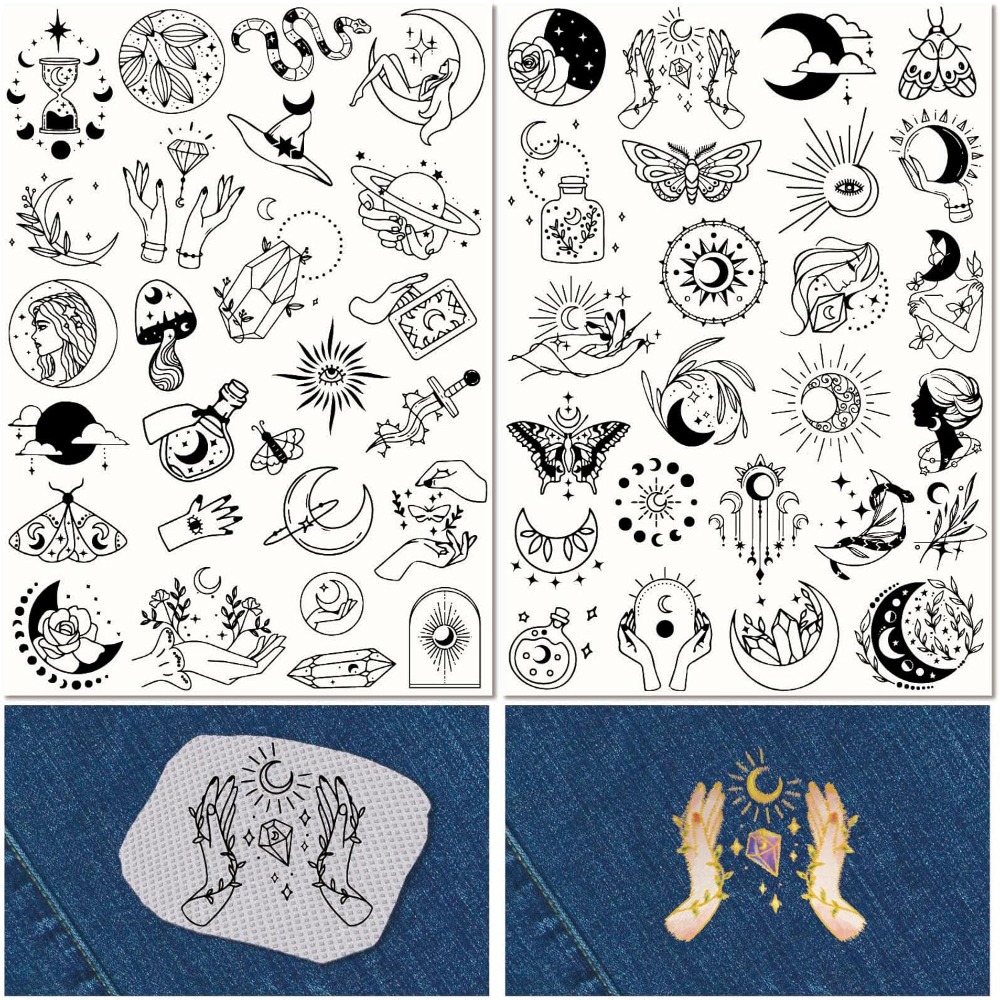 Embroidery Threads - 51Pcs Boho Moon Sun 수용성 자수