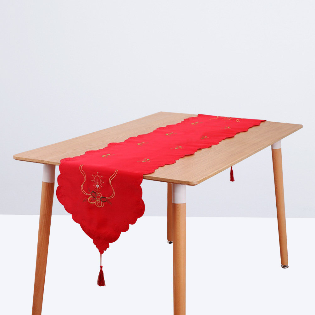 크리스마스 자수 식탁보 패턴 레드 롱 테이블 커버 크리 - Embroidery Xmas Decorations 리뷰 및 가격