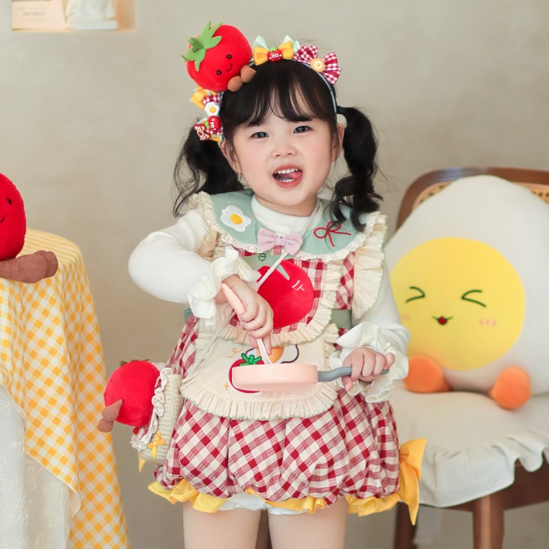 코티지코어 키즈 로리타 드레스 레드 체크 토마토 프라이 - Embroidery Apron 리뷰 및 가격