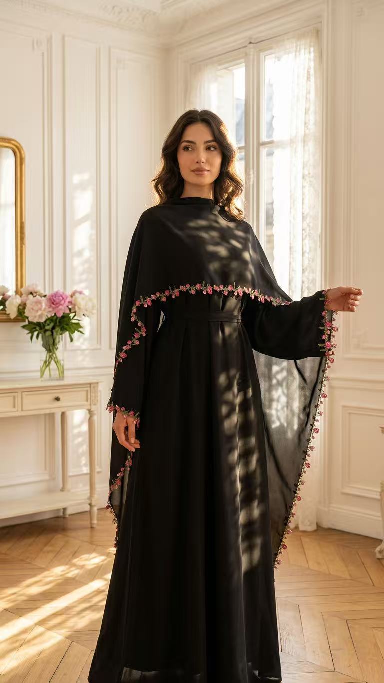 우아한 자수 아바야 히잡 드레스 무슬림 여성 세트 두바 - Embroidery Kebaya 리뷰 및 가격