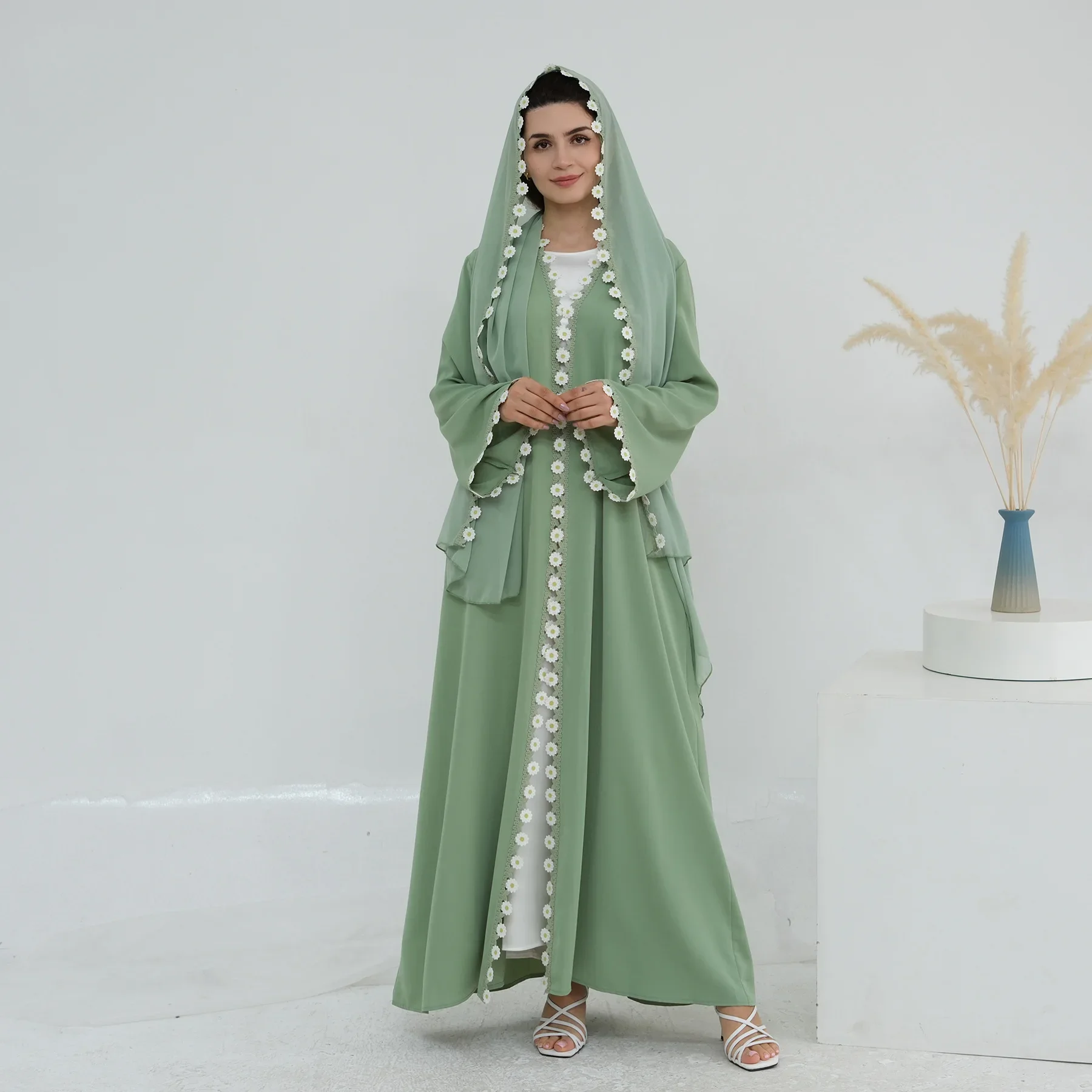플라워 두바이 아바야스 터키 카프탄 여성 드레스 무슬림 - Embroidery Kebaya 리뷰 및 가격