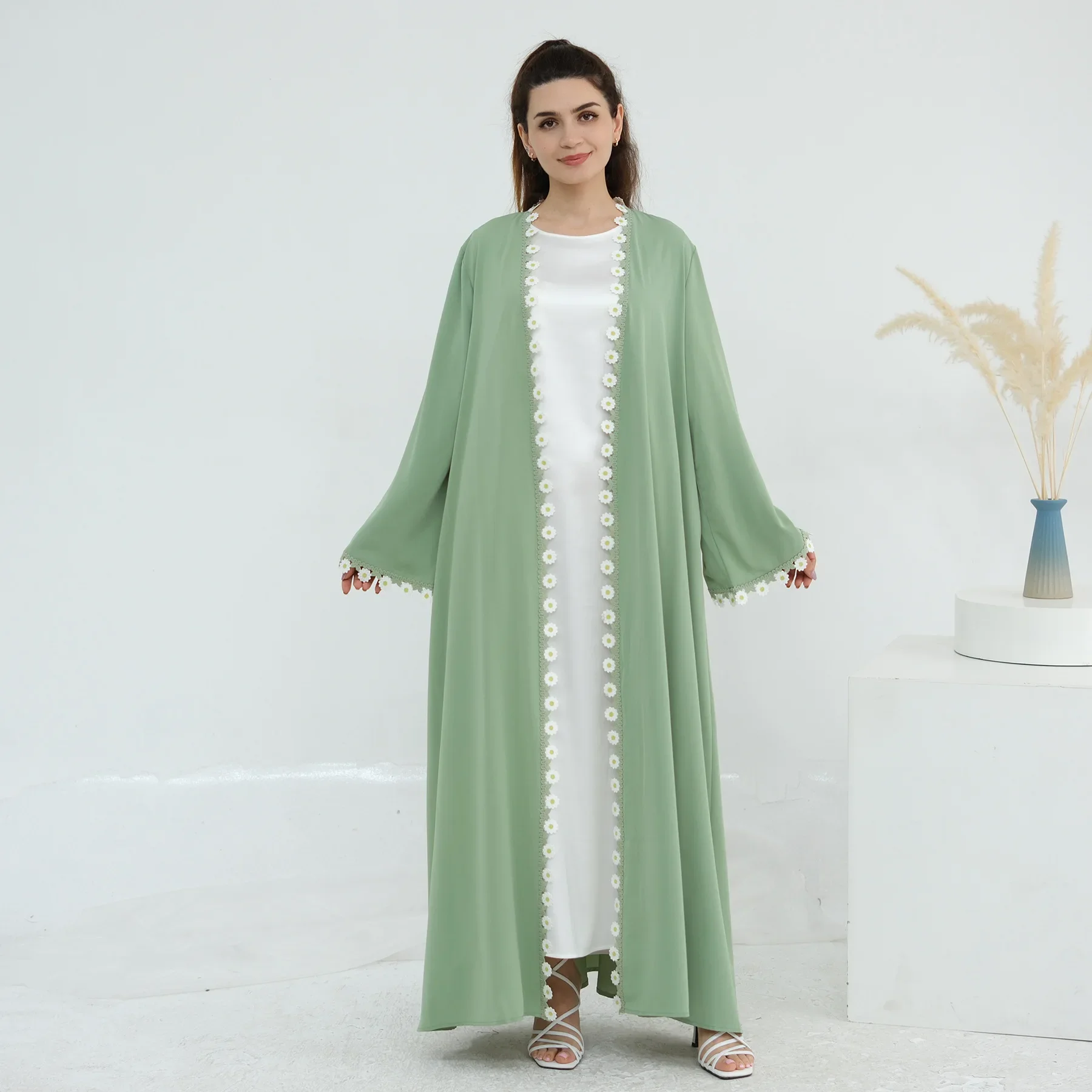 플라워 두바이 아바야스 터키 카프탄 여성 드레스 무슬림 - Embroidery Kebaya 리뷰 및 가격