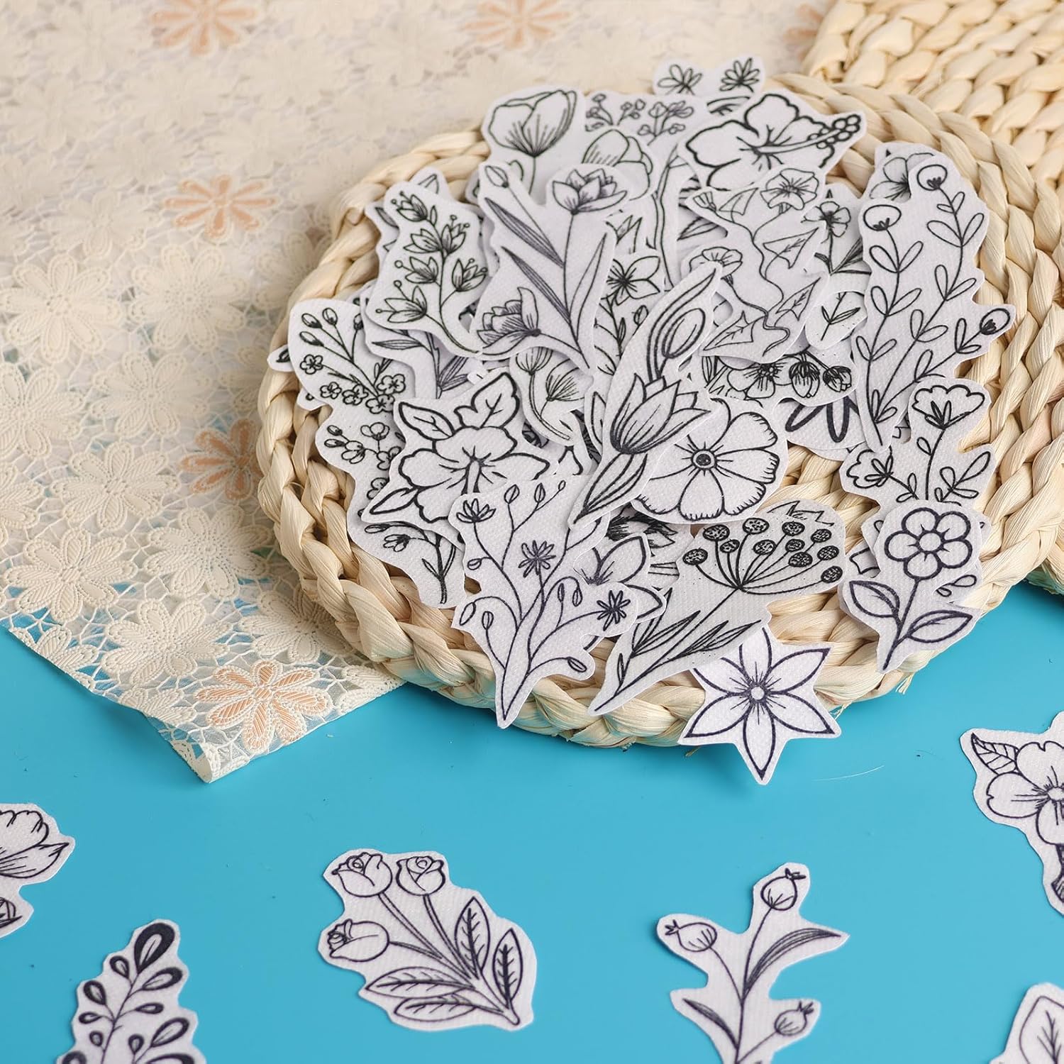 50Pcs 수용성 자수 안정제, 사전 인쇄된 꽃과 잎  - Embroidery Motif 리뷰 및 가격
