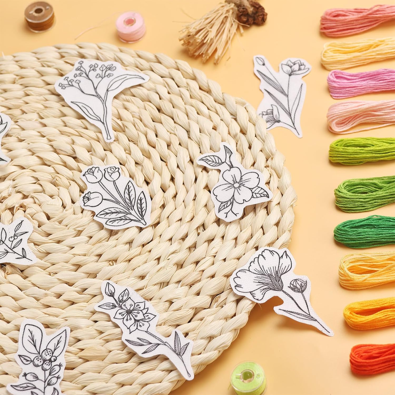 50Pcs 수용성 자수 안정제, 사전 인쇄된 꽃과 잎  - Embroidery Motif 리뷰 및 가격
