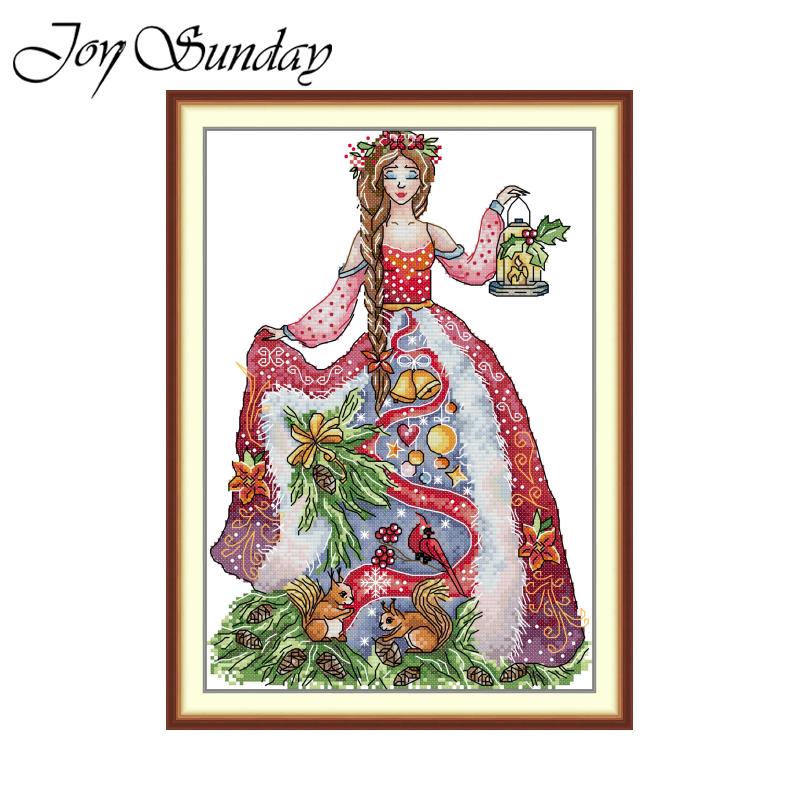 Joy Sunday 인쇄된 크로스 스티치 키트 자연의  - Embroidery Xmas Decorations 리뷰 및 가격