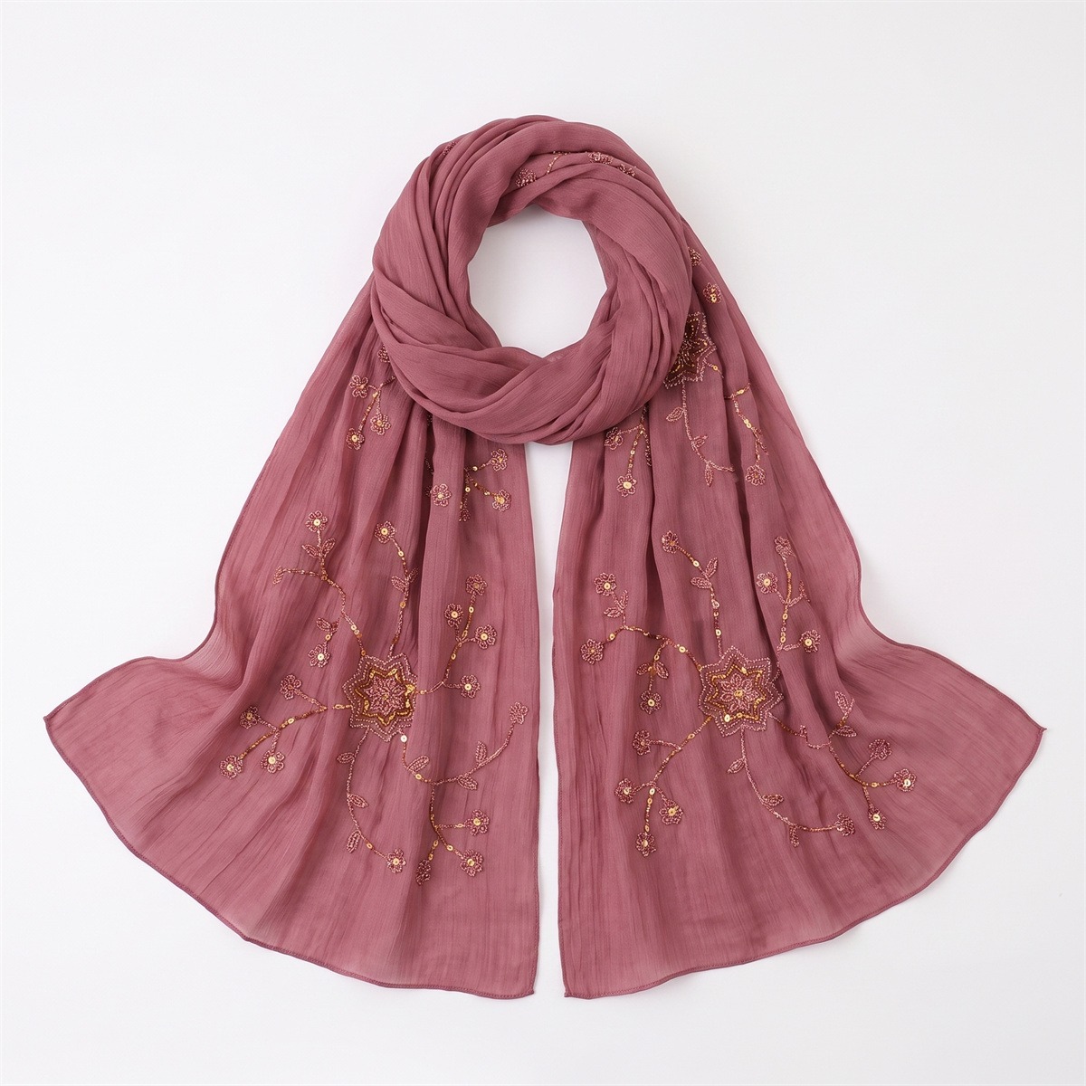 패션 크링클 히잡 스카프, 꽃무늬 스팽글 자수 장식,  - Embroidery Hijab 리뷰 및 가격