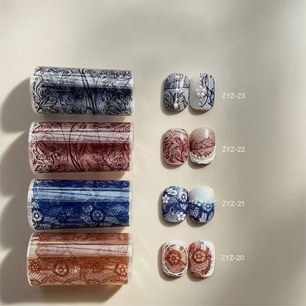 10롤 레트로 컬러풀 레이스 포일 트랜스퍼 네일 스티커 - Transfer Paper Carbon 리뷰 및 가격