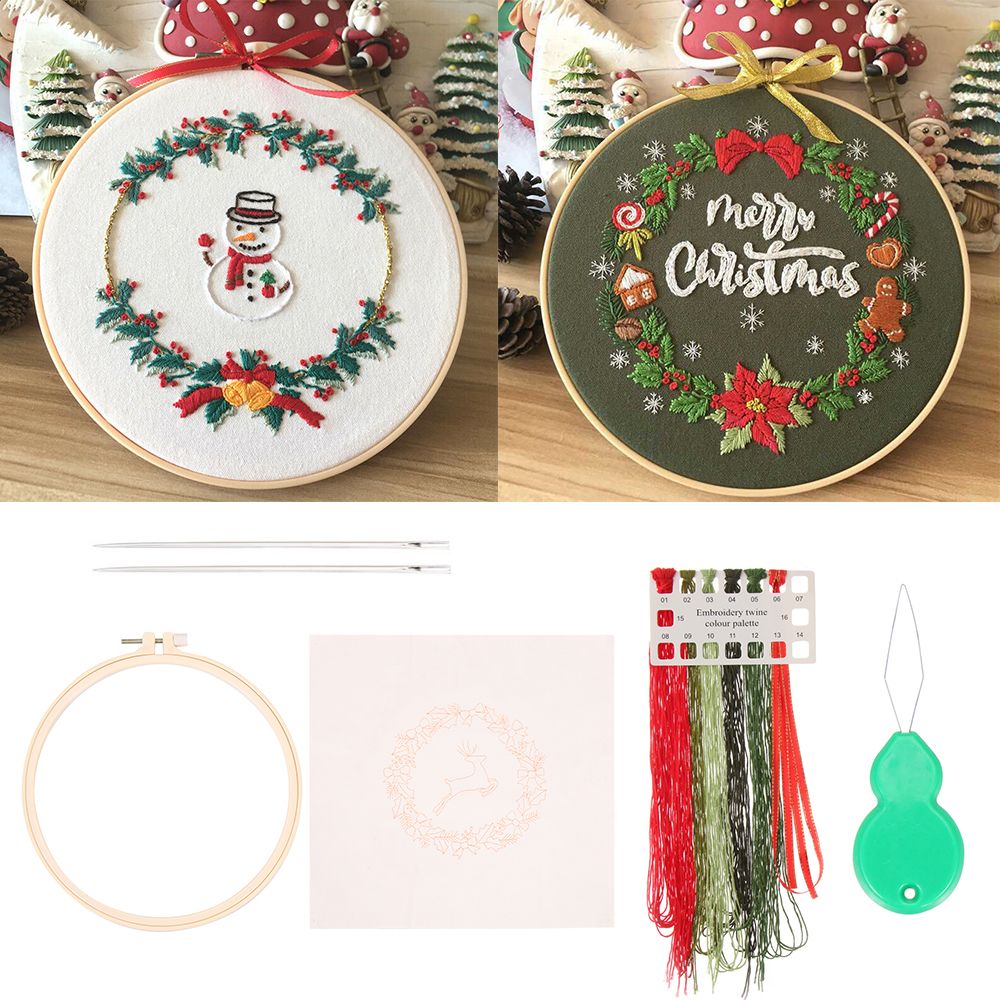 예술 바느질 액세서리 바늘 스레드 바늘 펀치 자수 후프 - Embroidery Xmas Ornaments 리뷰 및 가격