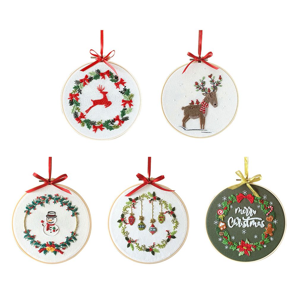 예술 바느질 액세서리 바늘 스레드 바늘 펀치 자수 후프 - Embroidery Xmas Ornaments 리뷰 및 가격