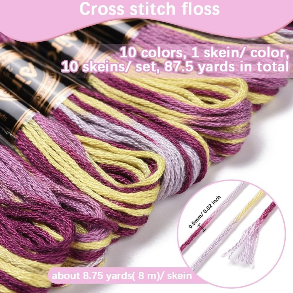 6 가닥 보라색 잡색 자수 치실 그라디언트 색상 크로스 - Embroidery Threads 리뷰 및 가격