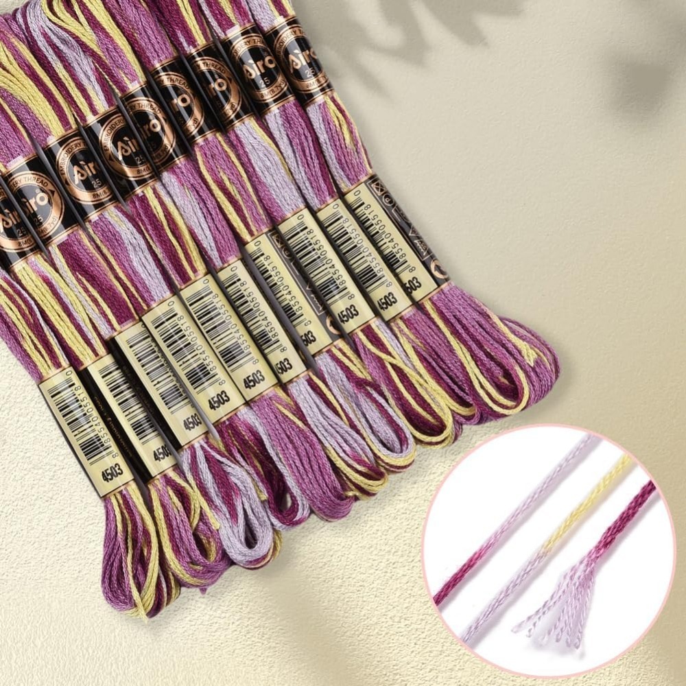 6 가닥 보라색 잡색 자수 치실 그라디언트 색상 크로스 - Embroidery Threads 리뷰 및 가격