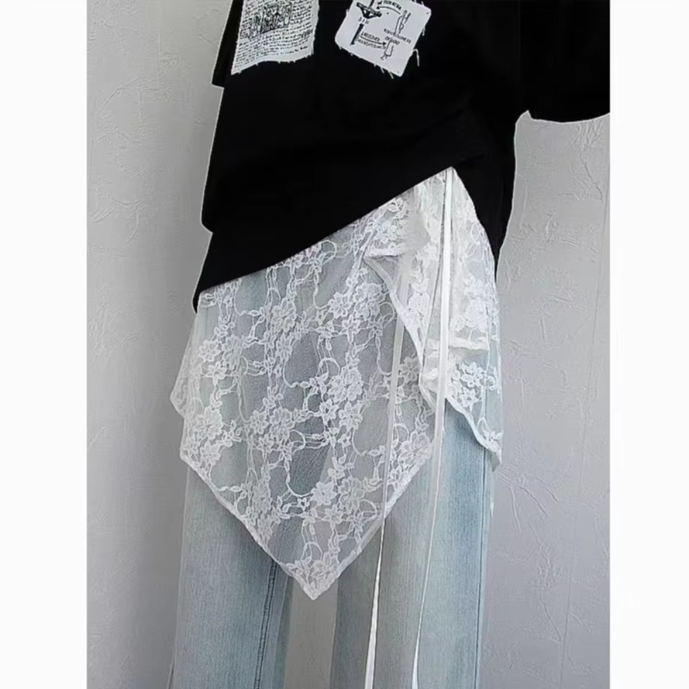 프렌치 레이싱 레이스 미니 스커트 불규칙한 밑단 Y2K - Embroidery Apron 리뷰 및 가격