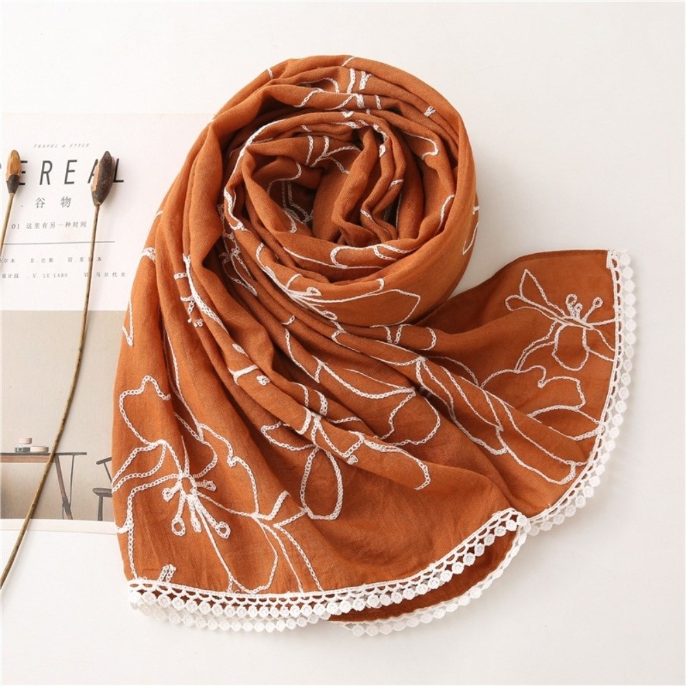 다용도 우아한 히잡 스카프 얇은 꽃 자수 자외선 차단  - Embroidery Hijab 리뷰 및 가격