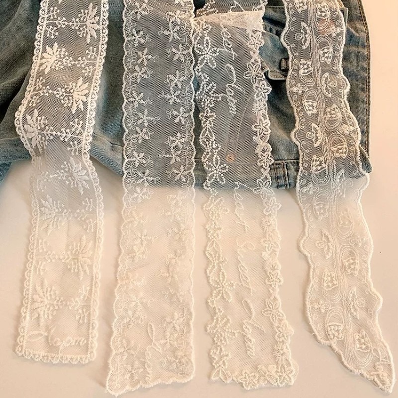 새로운 블랙 화이트 롱 레이스 꽃 자수 스카프 다기능  - Embroidery Premium 리뷰 및 가격