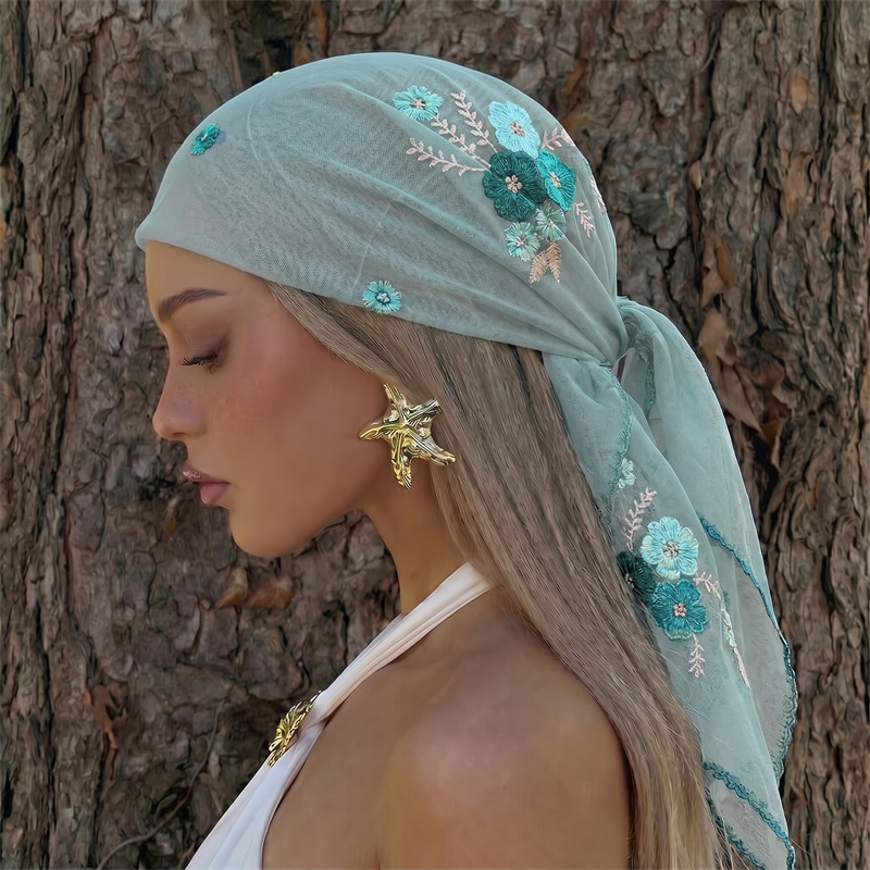 럭셔리 시스루 메쉬 숄 플로럴 자수 헤드 스카프 여성  - Embroidery Hijab 리뷰 및 가격