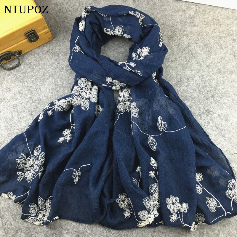 민족 자수 여성 겨울 풀라, 우아한 꽃, 긴 스카프,  - Embroidery Hijab 리뷰 및 가격