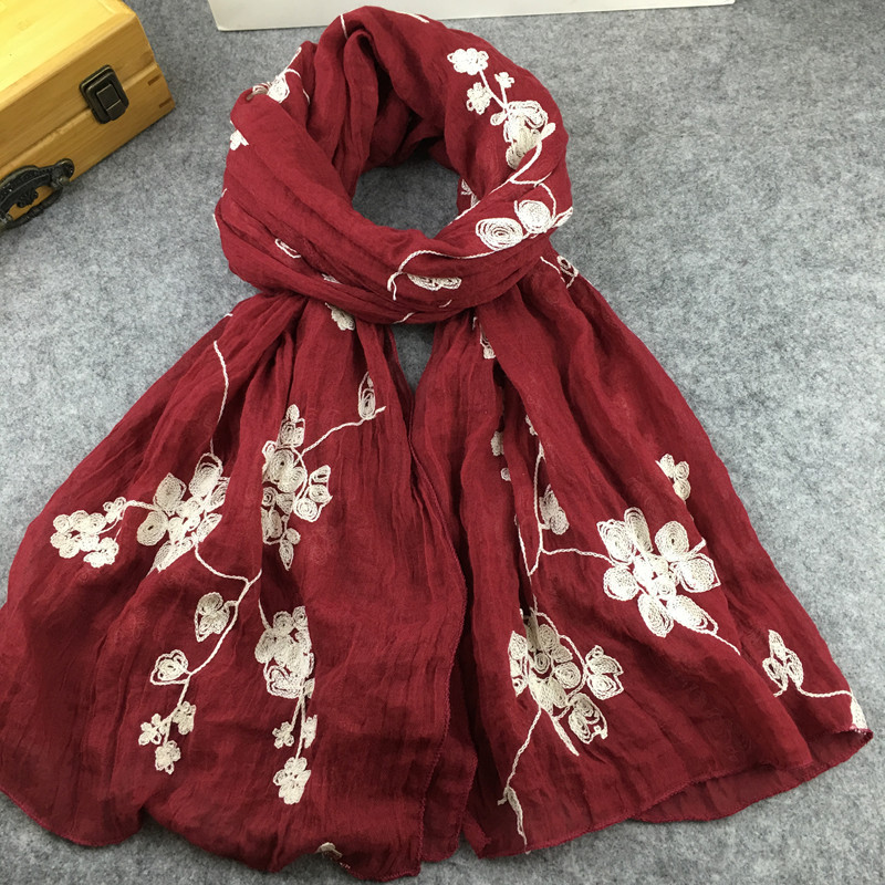 민족 자수 여성 겨울 풀라, 우아한 꽃, 긴 스카프,  - Embroidery Hijab 리뷰 및 가격