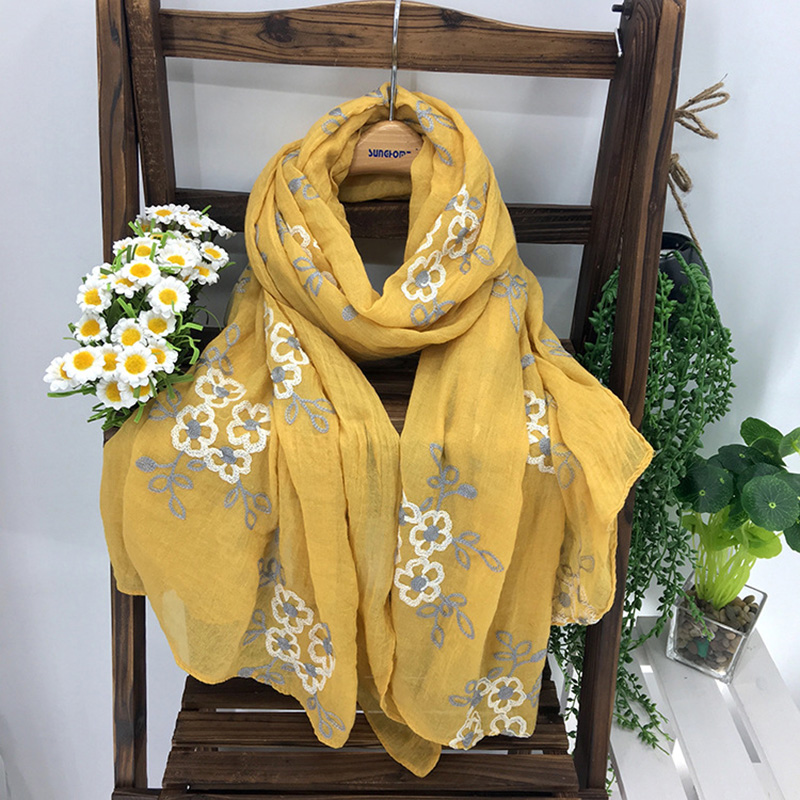 민족 자수 여성 겨울 풀라, 우아한 꽃, 긴 스카프,  - Embroidery Hijab 리뷰 및 가격