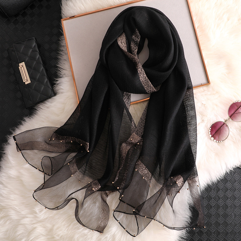 2024 여성을위한 럭셔리 100% 실크 목도리 스카프 - Embroidery Hijab 리뷰 및 가격