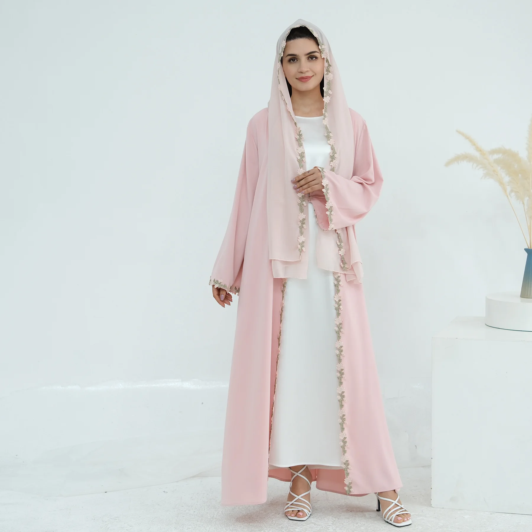 두바이 오픈 아바야 무슬림 히잡 드레스 자수 잘라비야  - Embroidery Kebaya 리뷰 및 가격