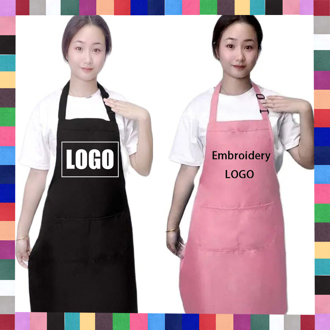 18 색상 여성용 맞춤형 로고 앞치마 남성용 요리사 작 - Embroidery Kitchen 리뷰 및 가격