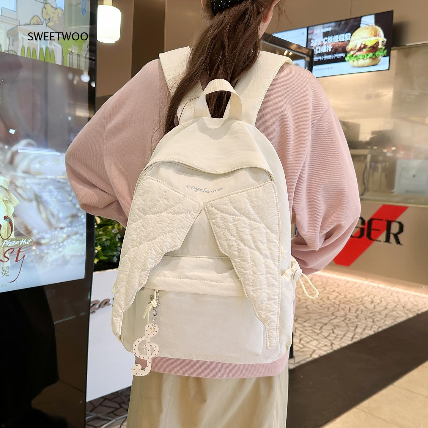 여성용 핑크 엔젤 윙스 백팩 퀼트 날개 자수 경량 나일 - Embroidery And Quilting 리뷰 및 가격