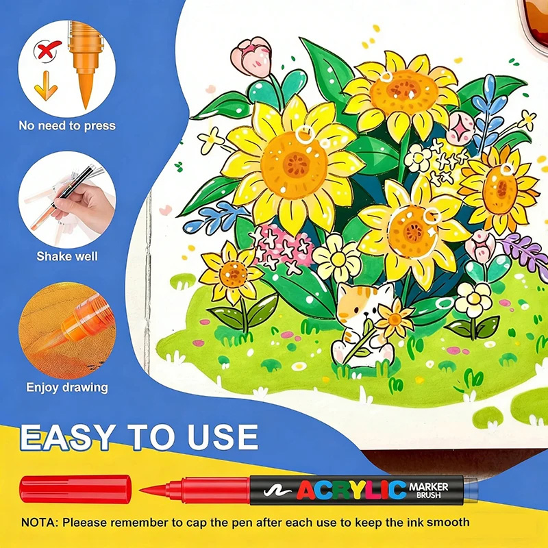 아크릴 페인트 마커 소프트 브러쉬 팁 펜 아크릴 페인트 - Embroidery Egg 리뷰 및 가격