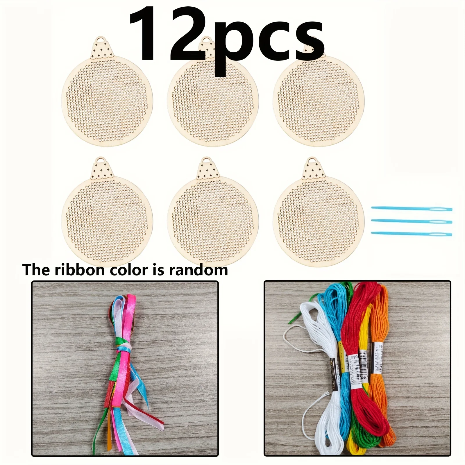 12Pcs 크리스마스 크로스 스티치 구멍 조각 나무 펜 - Embroidery Xmas Decorations 리뷰 및 가격