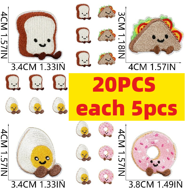 10/20개 귀여운 디저트 자수 천 스티커 별 모양 비 - Embroidery Egg 리뷰 및 가격