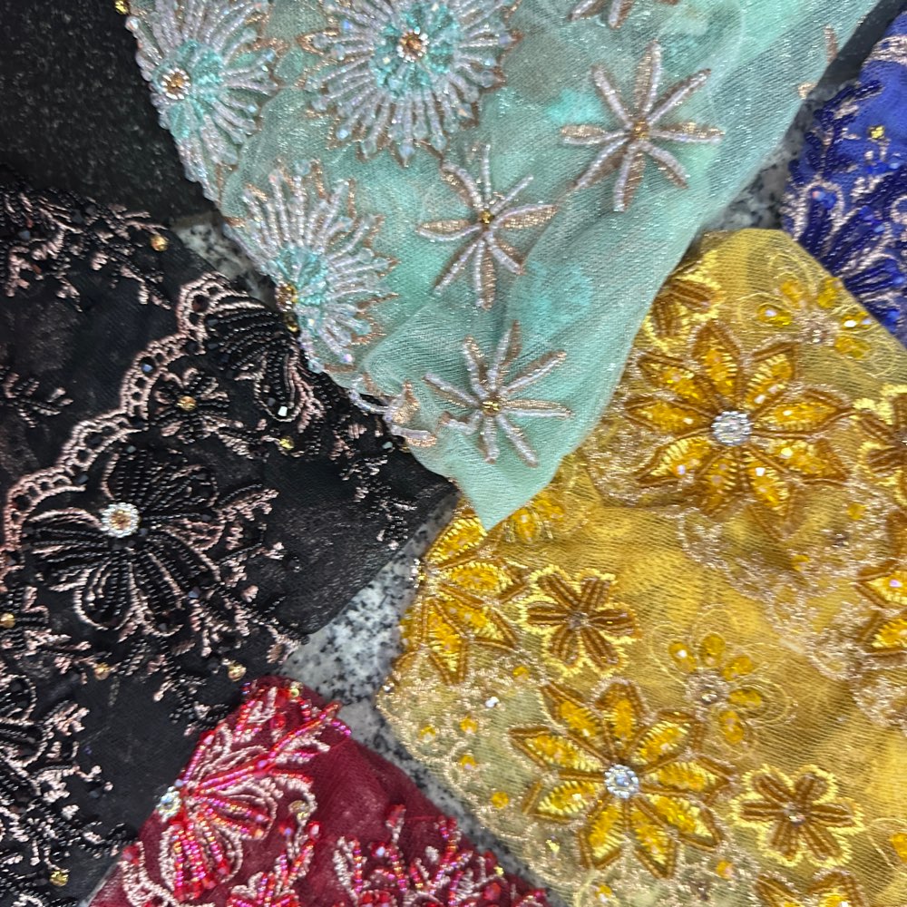 말레이시아 프리미엄 여성 히잡 모자 비즈 장식 꽃무늬  - Embroidery Premium 리뷰 및 가격