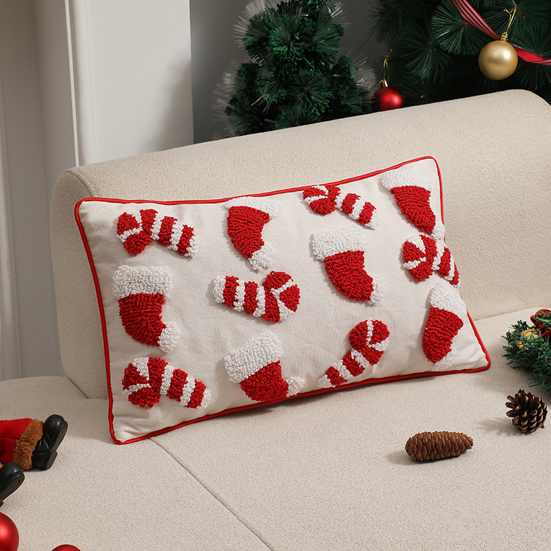 빨간 크리스마스 베개 커버 장식 산타 클로스 모자 만화 - Embroidery Xmas Ornaments 리뷰 및 가격