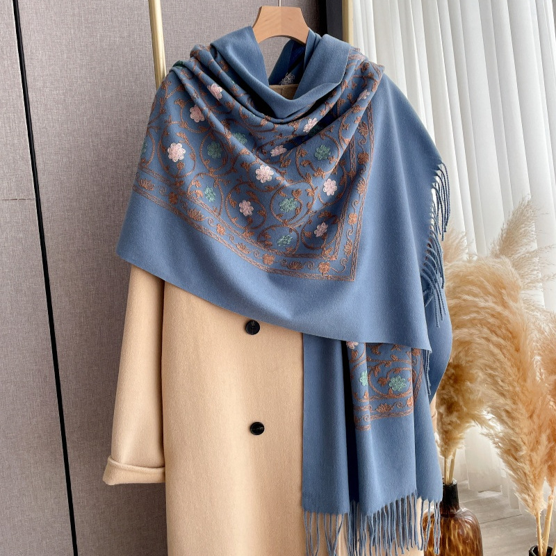 2025 신상 자수 캐시미어 스카프 여성 겨울 숄 랩  - Embroidery Hijab 리뷰 및 가격