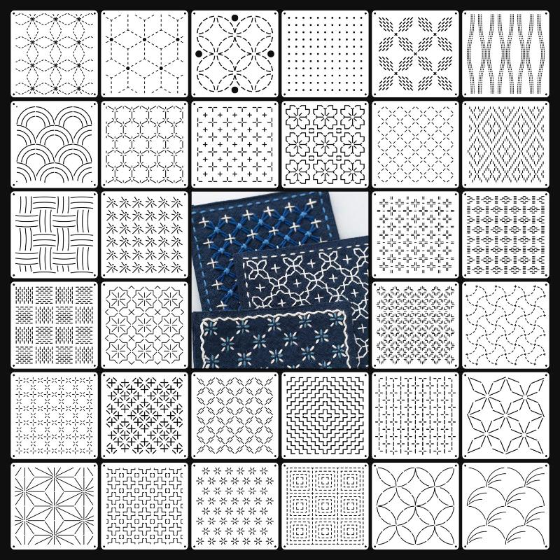 [J]9/32Pcs 사시코 자수 템플릿 DIY 기하학  - Embroidery Motif 리뷰 및 가격