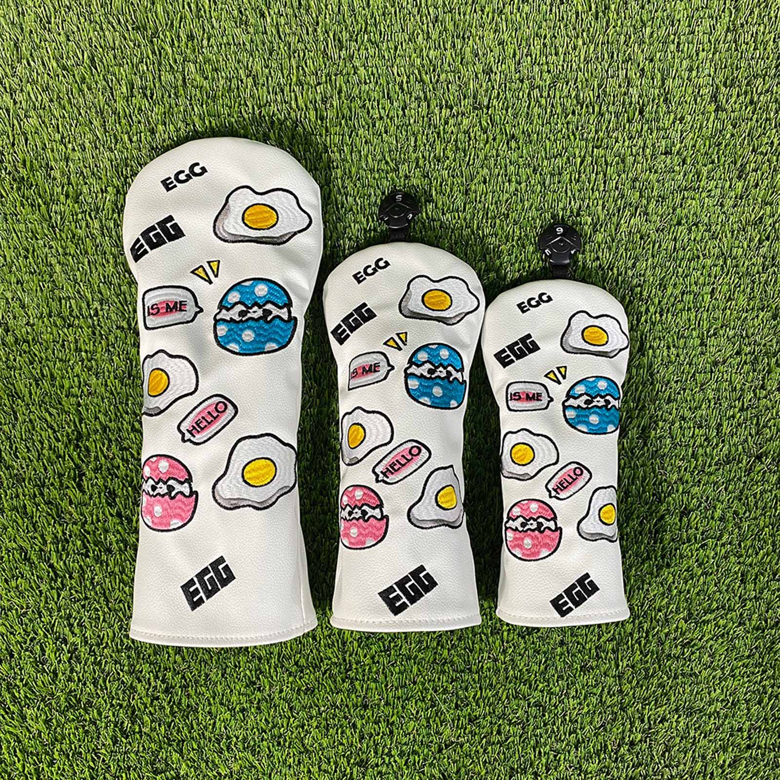 만화 계란 자수 골프 클럽 헤드 커버 벨벳 안감 PU  - Embroidery Egg 리뷰 및 가격