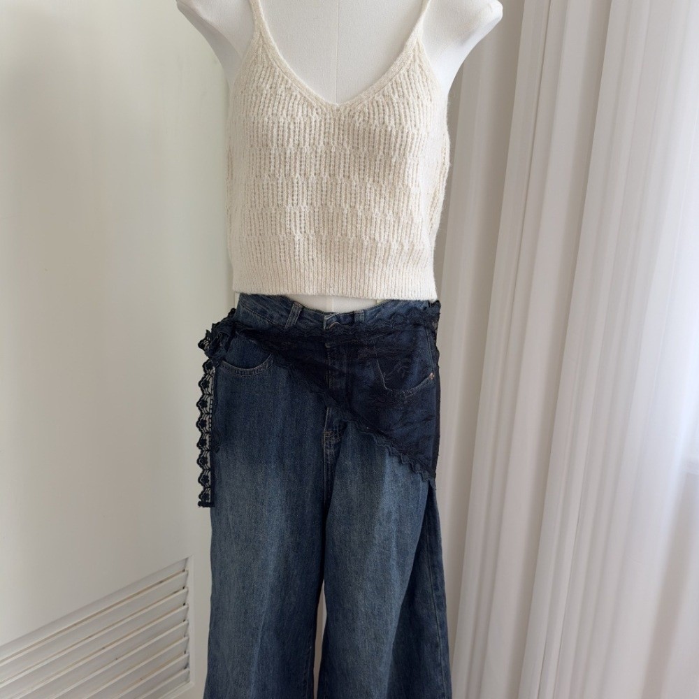 소프트 Y2K 삼각형 앞치마 꽃 자수 레이스 하프 스커 - Embroidery Apron 리뷰 및 가격