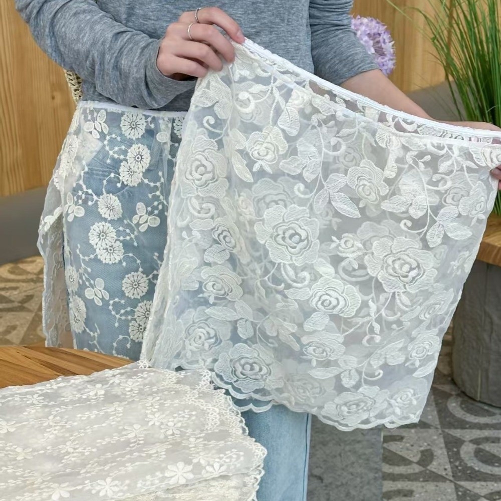 청바지 레이스 장식 퍼트 커튼 시스루 슬림핏 자수 플라 - Embroidery Apron 리뷰 및 가격