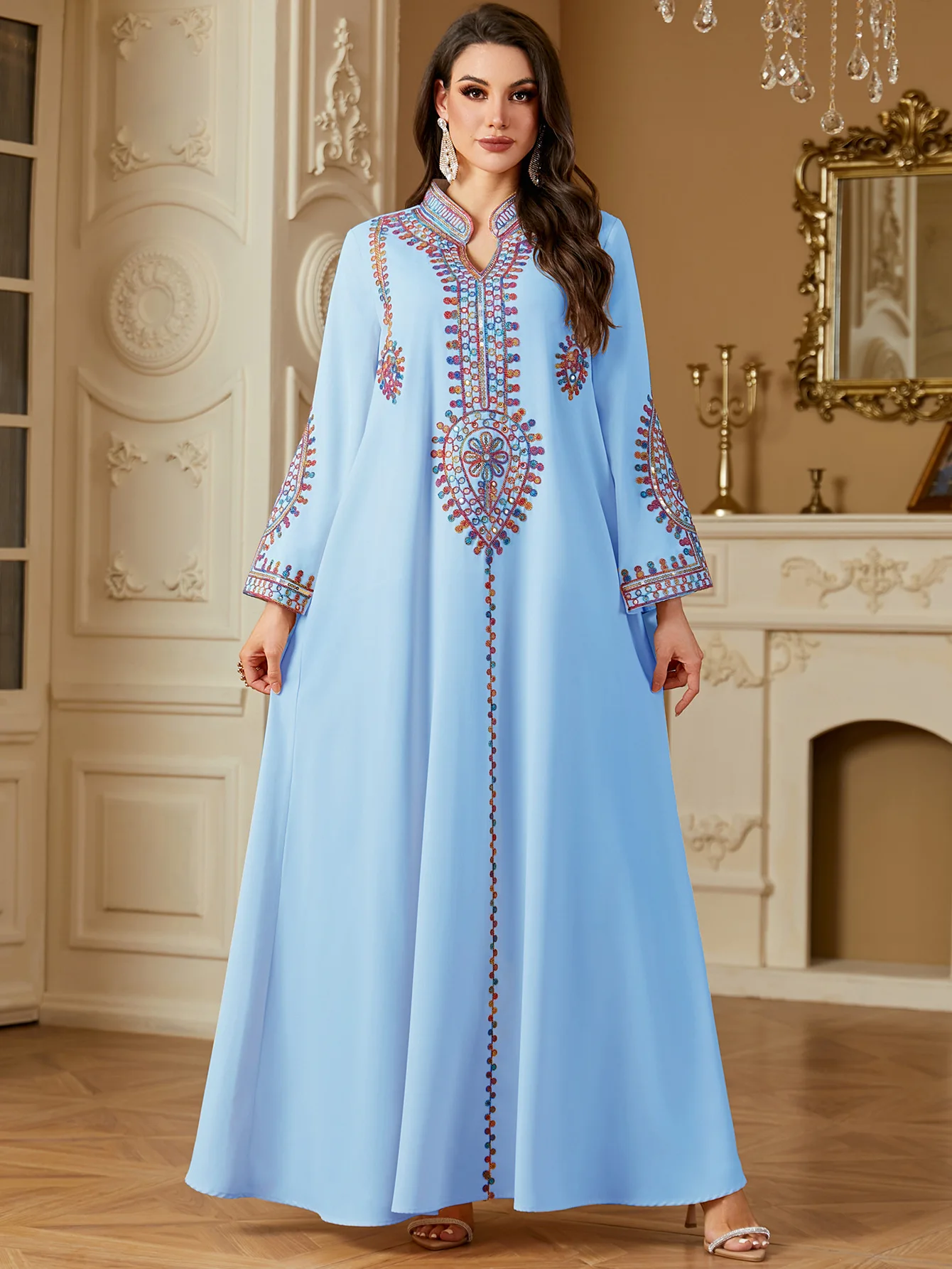 이드 자수 파티 드레스 여성 무슬림 아바야 두바이 카프 - Embroidery Kebaya 리뷰 및 가격