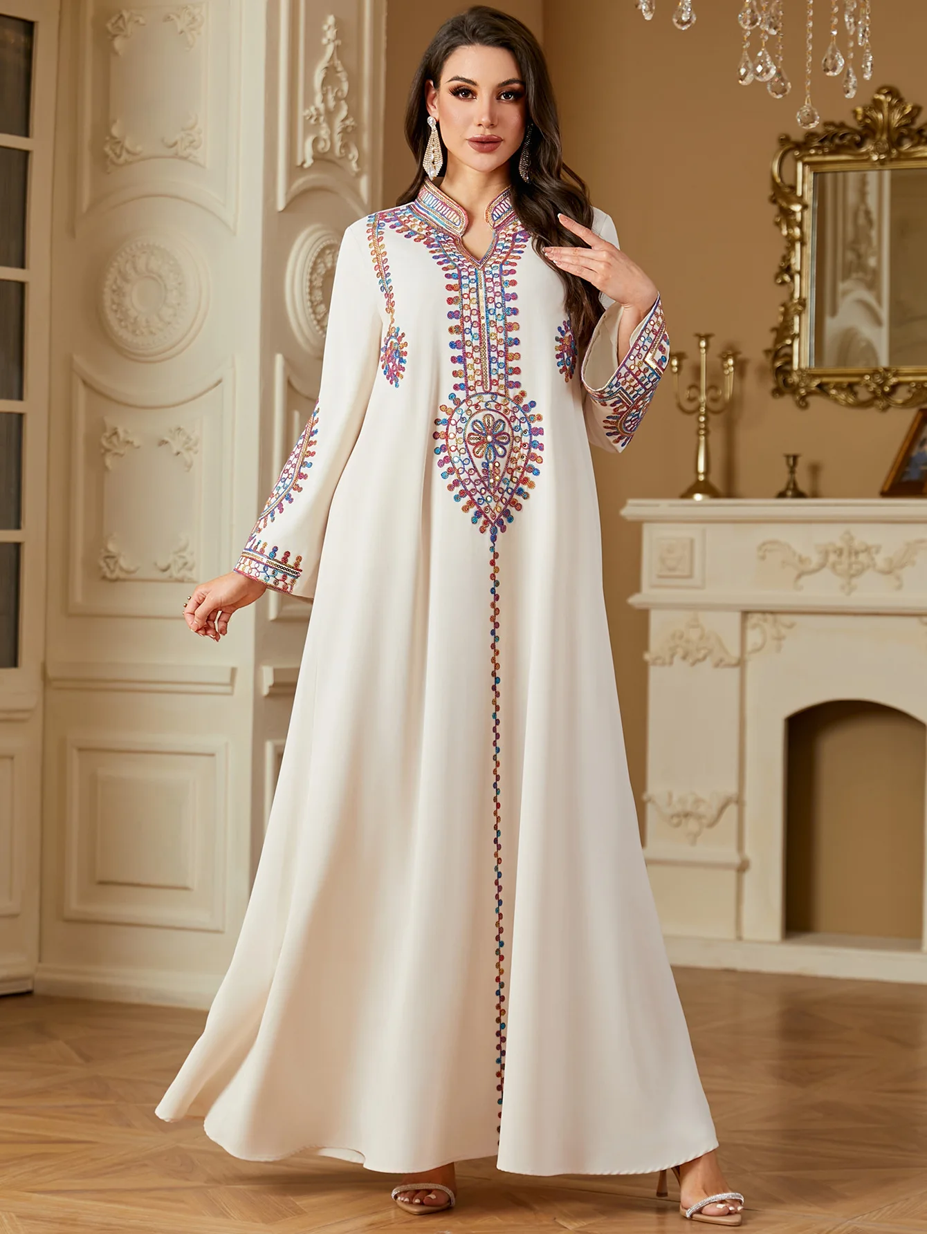 이드 자수 파티 드레스 여성 무슬림 아바야 두바이 카프 - Embroidery Kebaya 리뷰 및 가격
