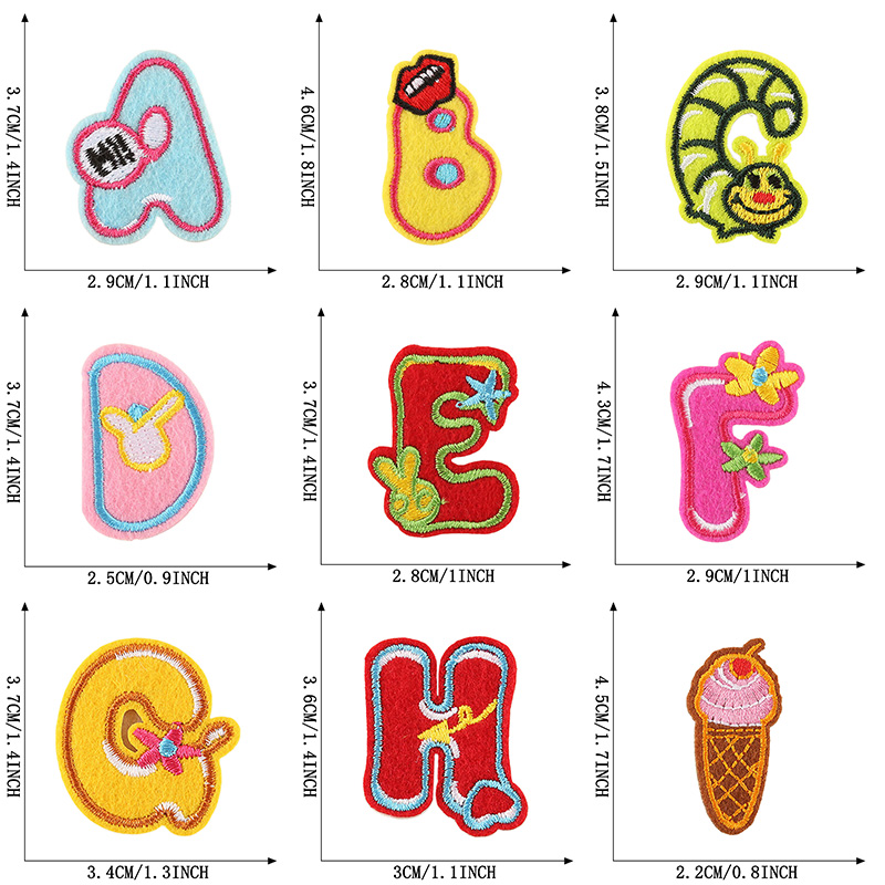 26pcs/벌크 세트 편지 패치 동물 꽃 귀여운 많은  - Embroidery Letter M 리뷰 및 가격
