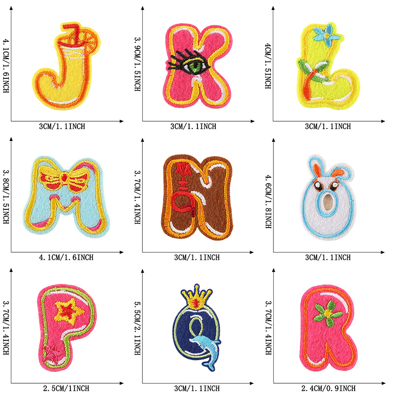 26pcs/벌크 세트 편지 패치 동물 꽃 귀여운 많은  - Embroidery Letter M 리뷰 및 가격