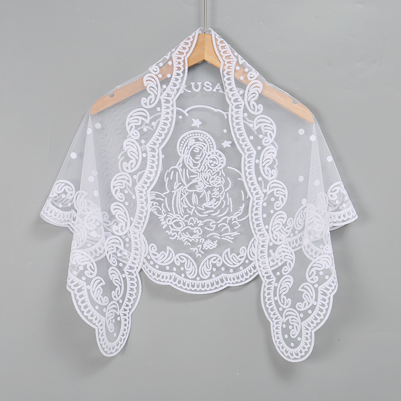 1개 여성용 우아한 단색 성모 마리아 자수 레이스 삼각 - Embroidery Hijab 리뷰 및 가격